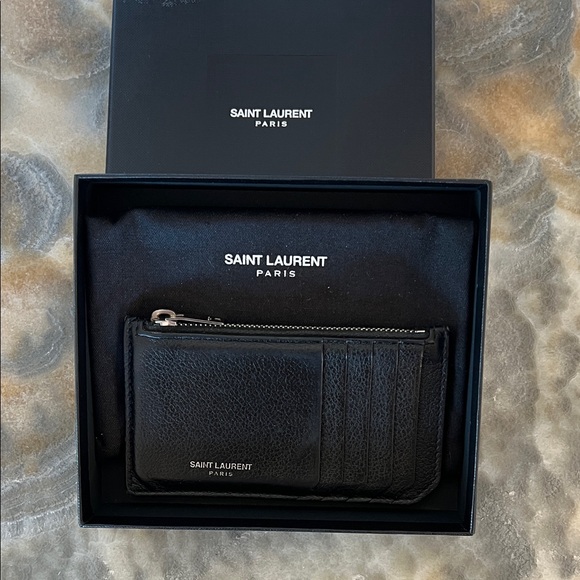 Saint Laurent Black Leather Card Holder wallet